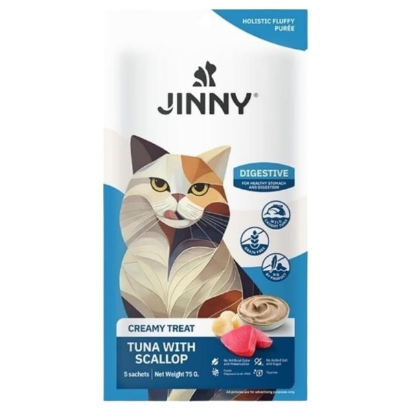 JINNY CREAMY SIVI KEDİ ÖDÜLÜ TUNA & DENİZ TARAKLI 5x15 GR 5'Lİ*12